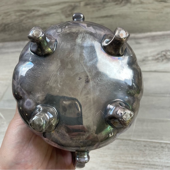 Vintage WMF Silver Plated Porcelain Footed Sugar Bowl 5” Tall - Picture 7 of 8